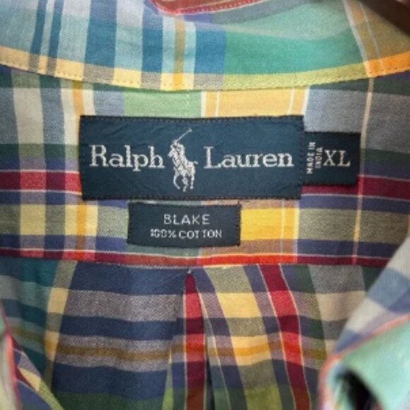 Ralph Lauren Button Down Multi Color Plaid 100% Cotton Long Sleeve Shirt - Picture 5 of 5